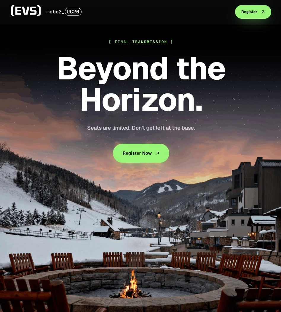 Closing registration section, with the Beaver Creek resort photograph